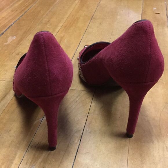 5 Wine Red Suede & Patent studded Pumps Tory Burch - Picture 5 of 8